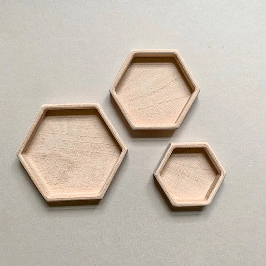 Natural Wooden Sorting Tray Set | Hexagon - Alder & Alouette