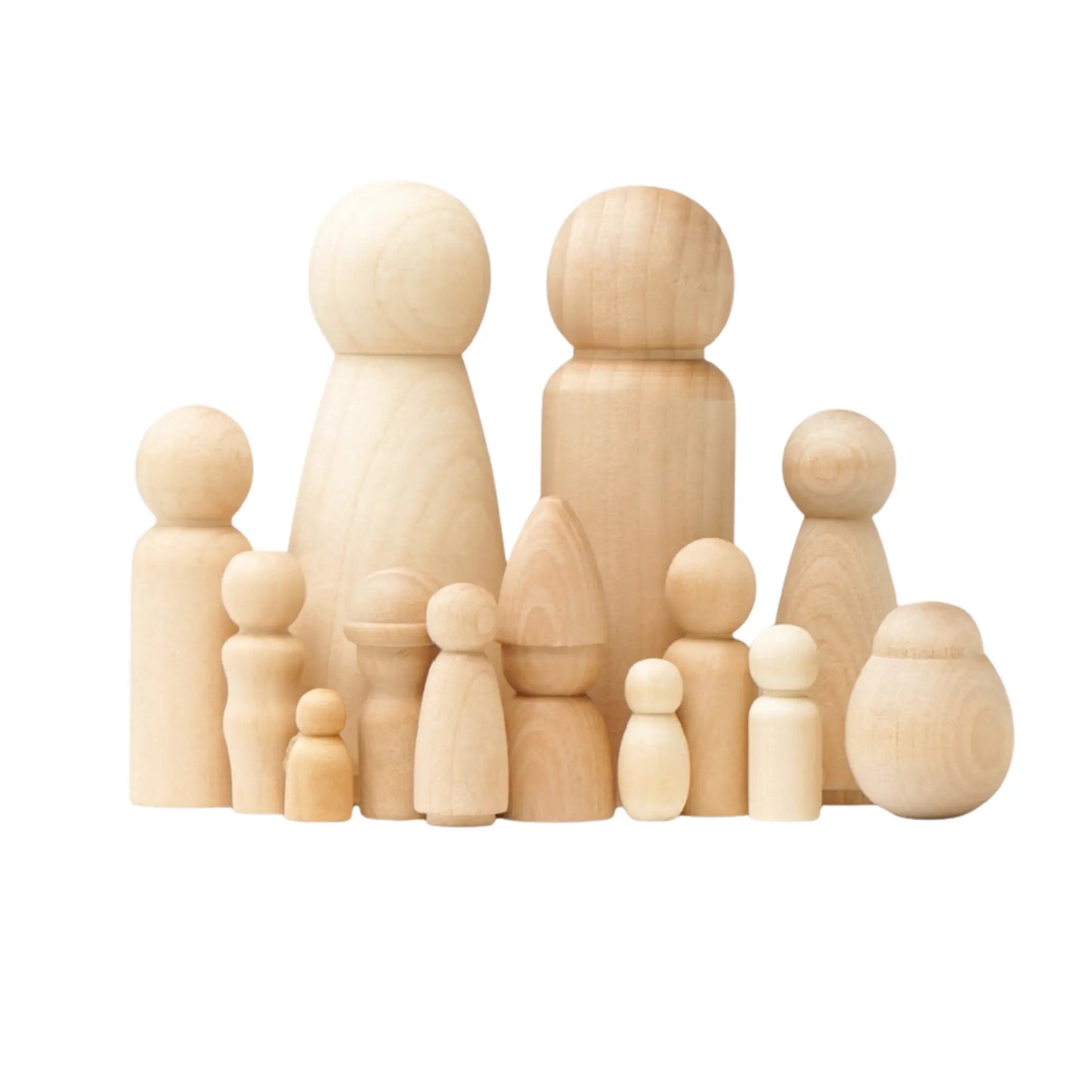 Blank Wooden Peg Dolls — Birchwood Craft Figures in Assorted Sizes