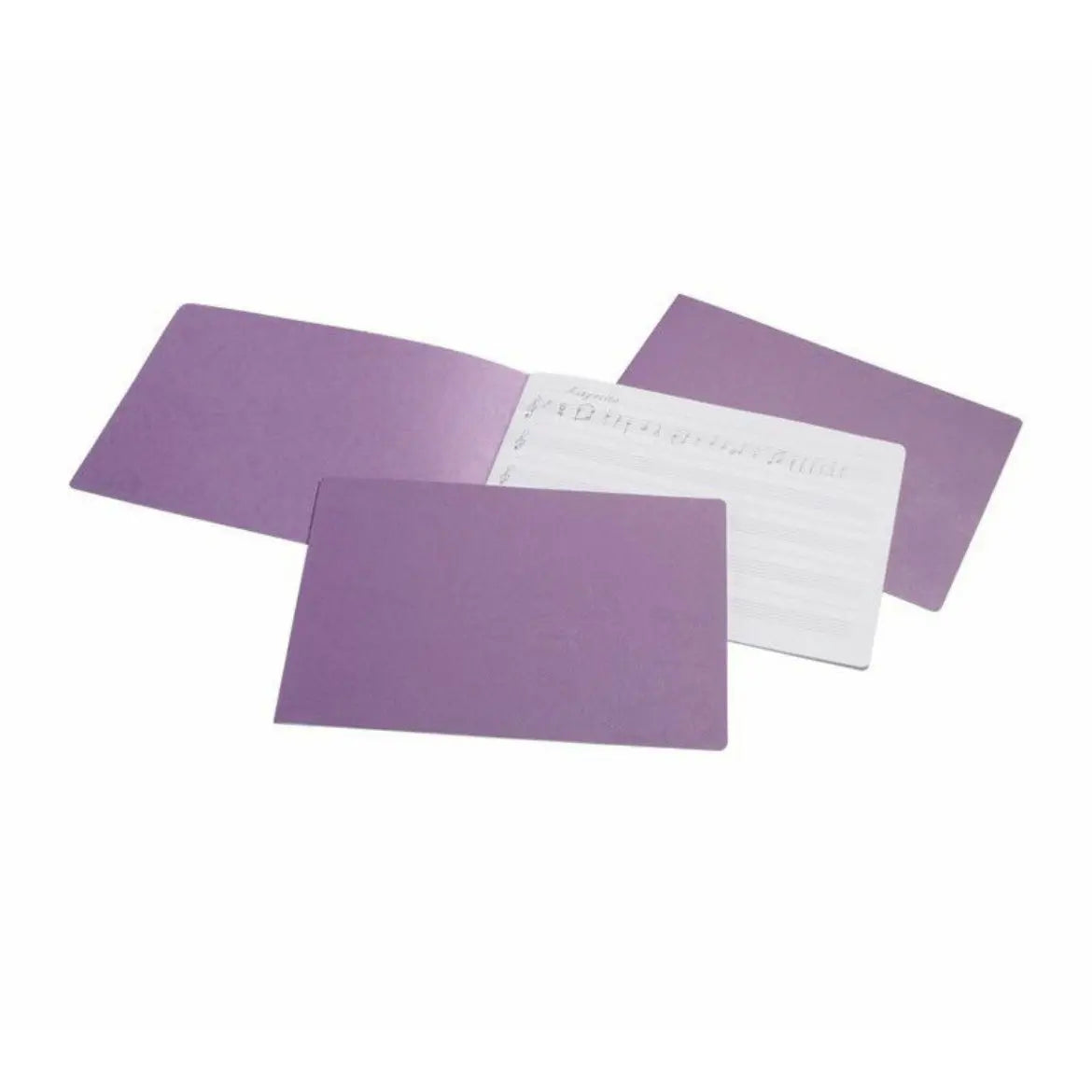 Purple notebook with a white interior on a white background