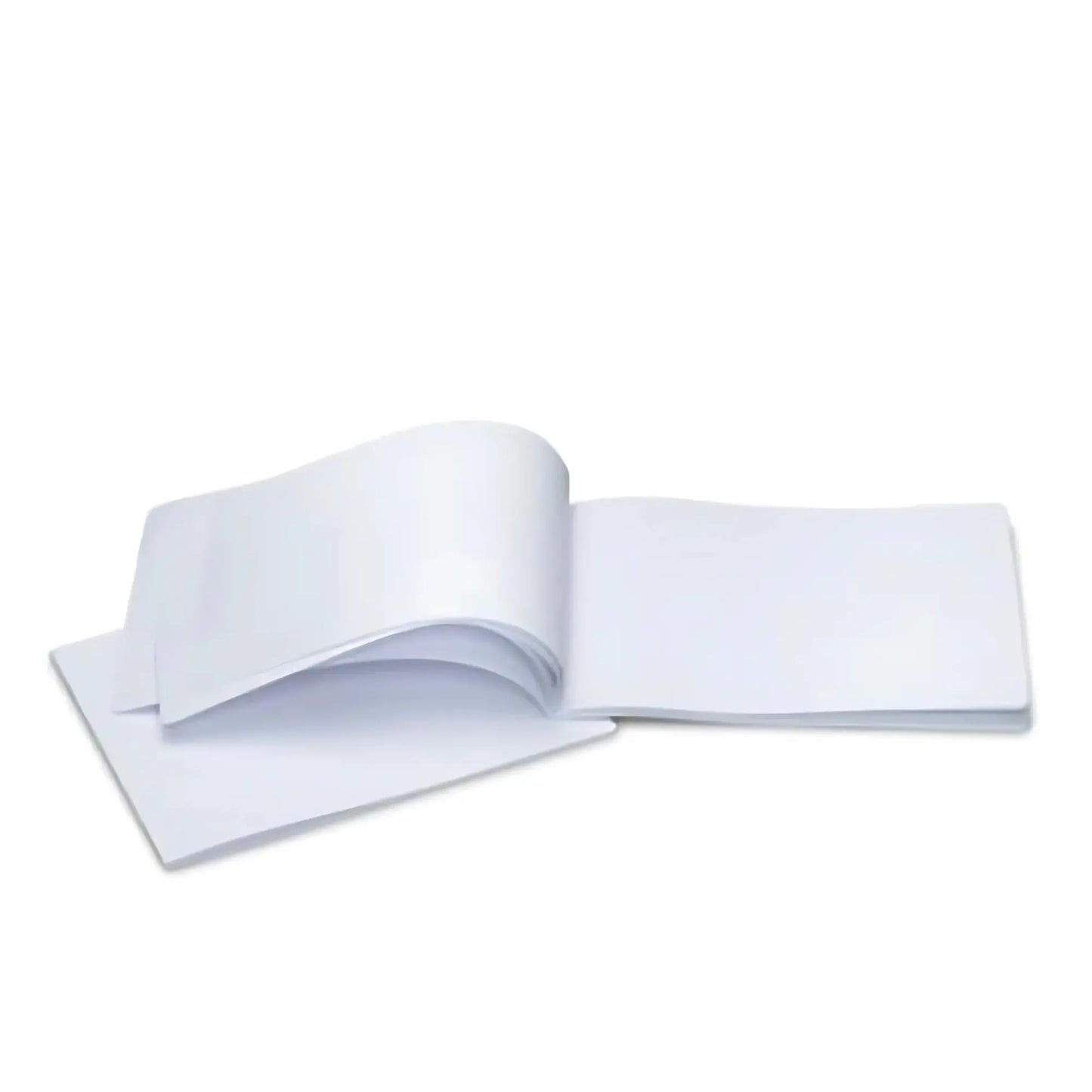 White Classic Waldorf Main Lesson Book landscape style, open showing blank pages