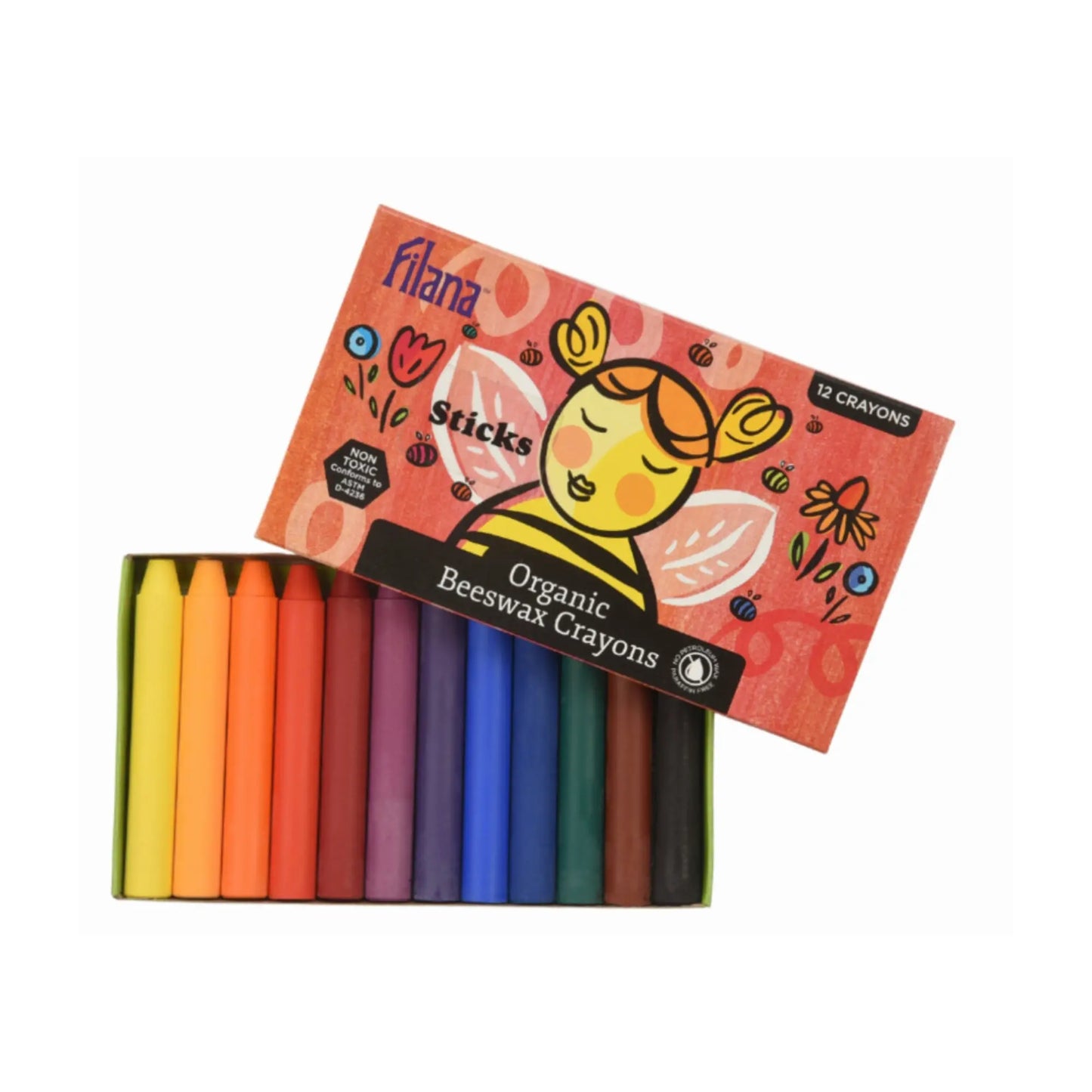 Filana Organic Beeswax Classic Crayons – 12 Count Sticks & Blocks