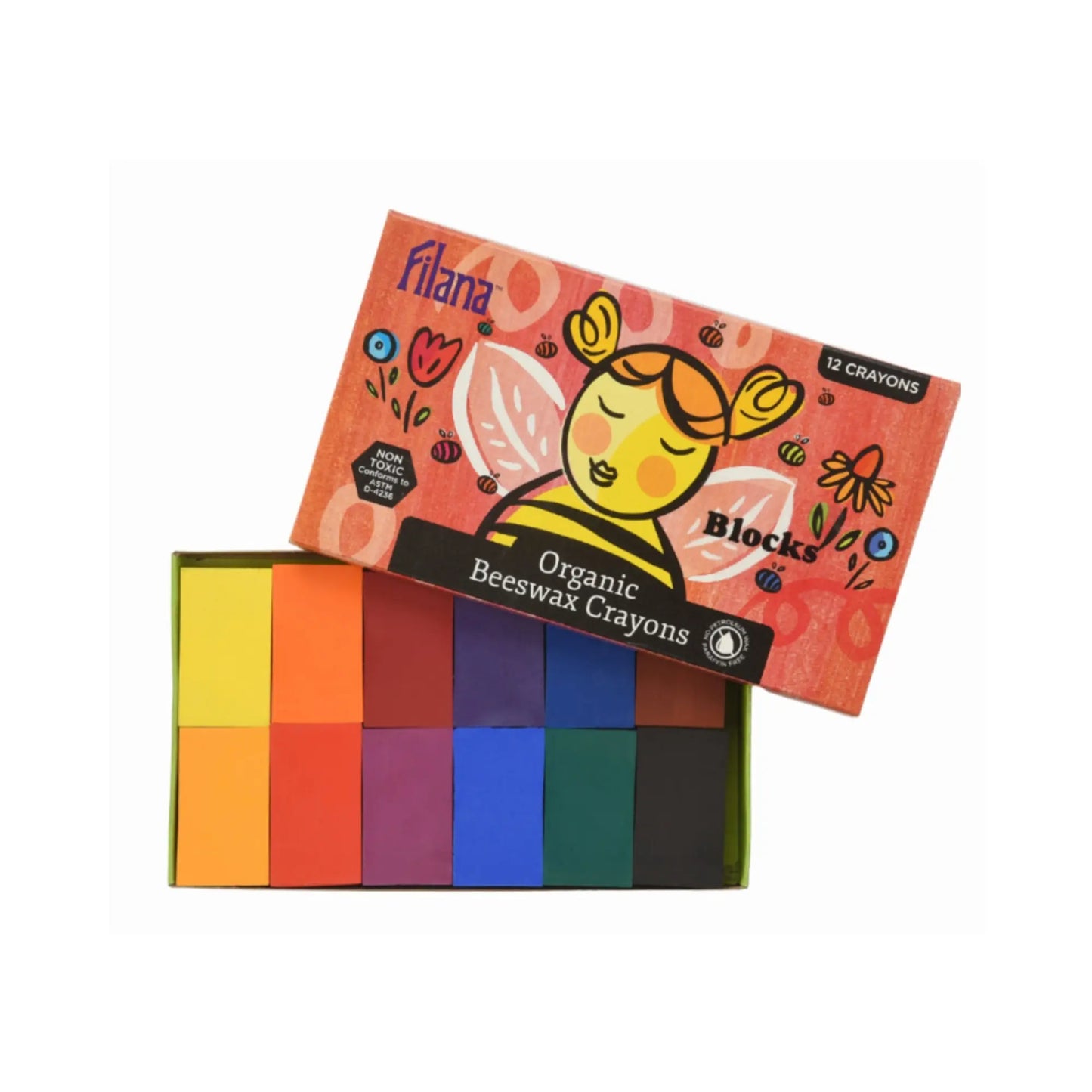 Filana Organic Beeswax Classic Crayons – 12 Count Sticks & Blocks
