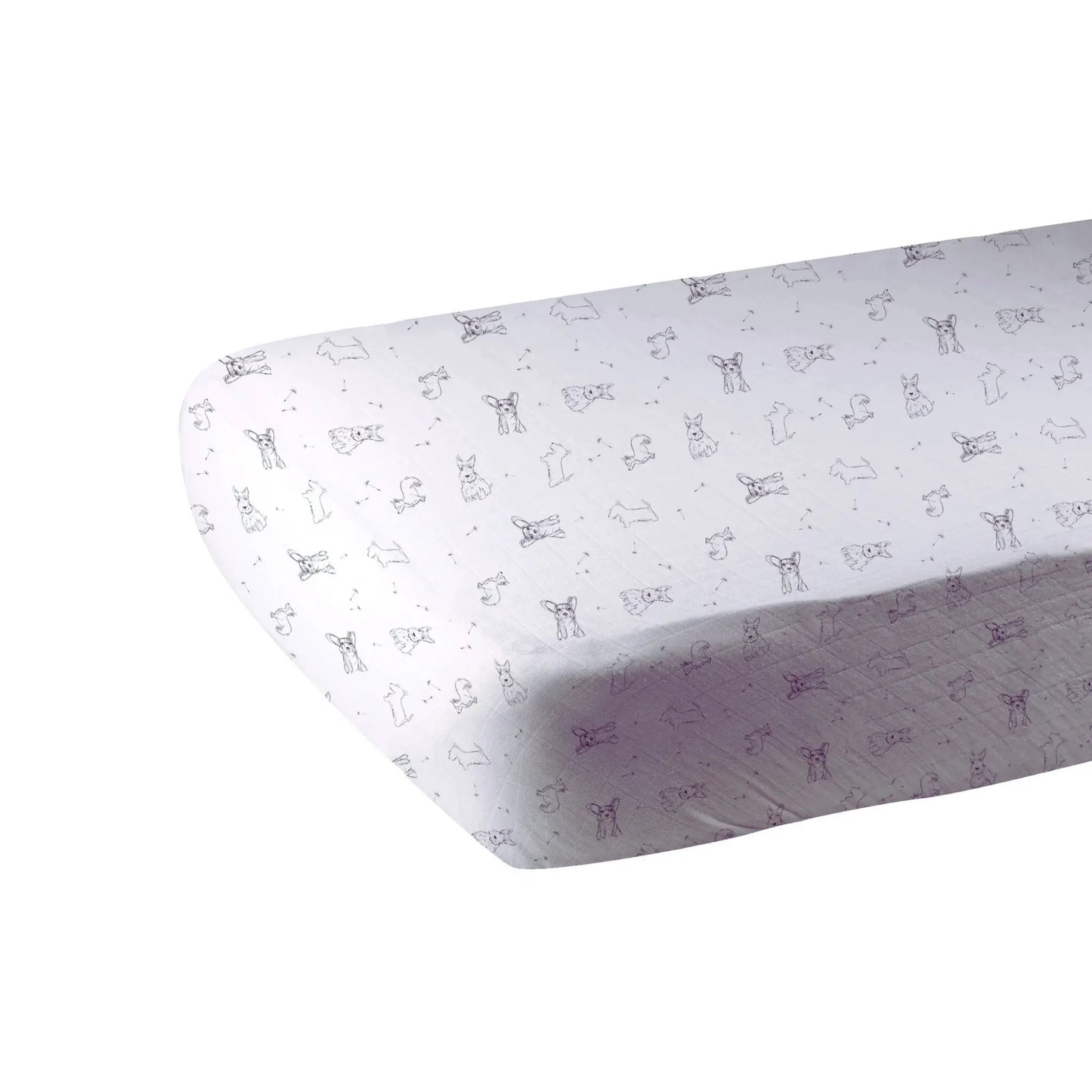 Cotton Muslin Corgi Crib Sheet | Standard Size - Alder & Alouette