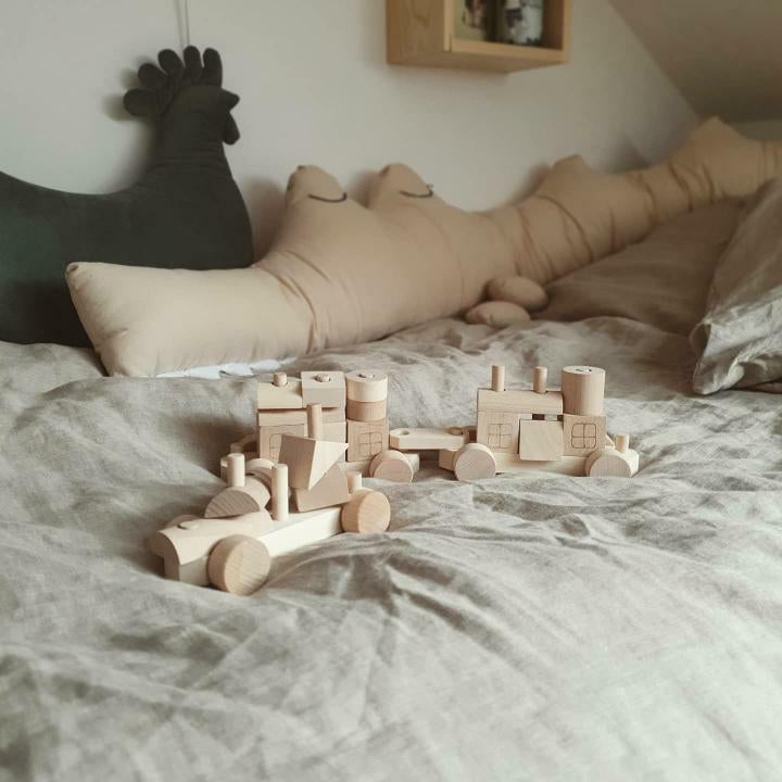 Wooden Toy Train with Stacking Blocks - Alder & Alouette