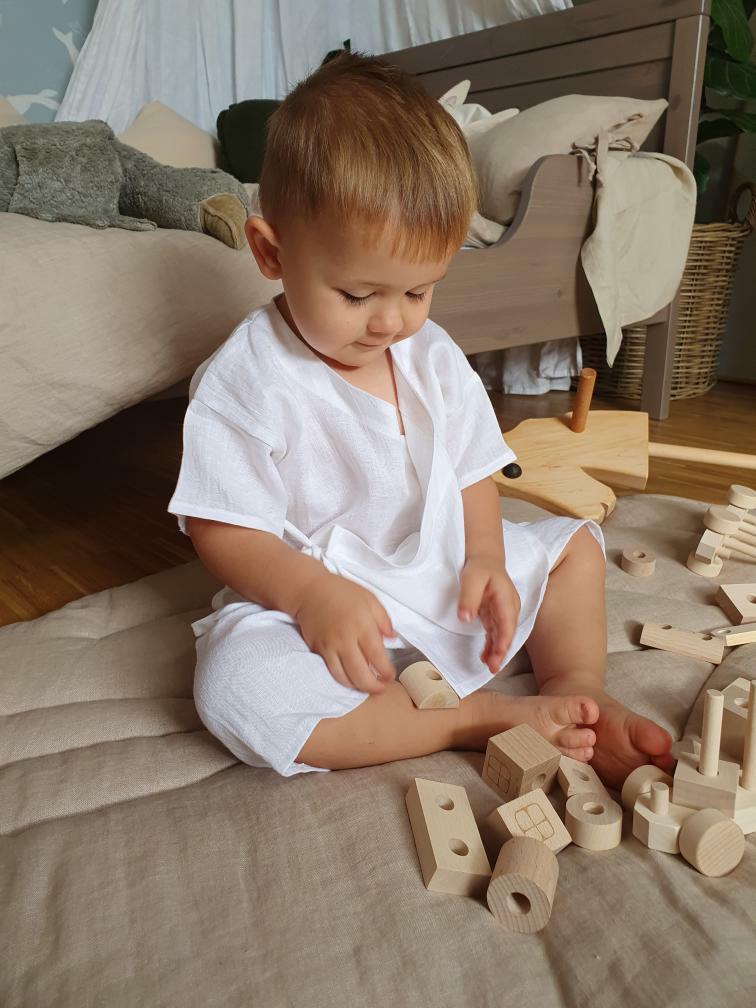 Wooden Toy Train with Stacking Blocks - Alder & Alouette