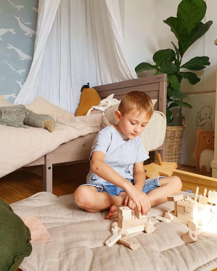 Wooden Toy Train with Stacking Blocks - Alder & Alouette