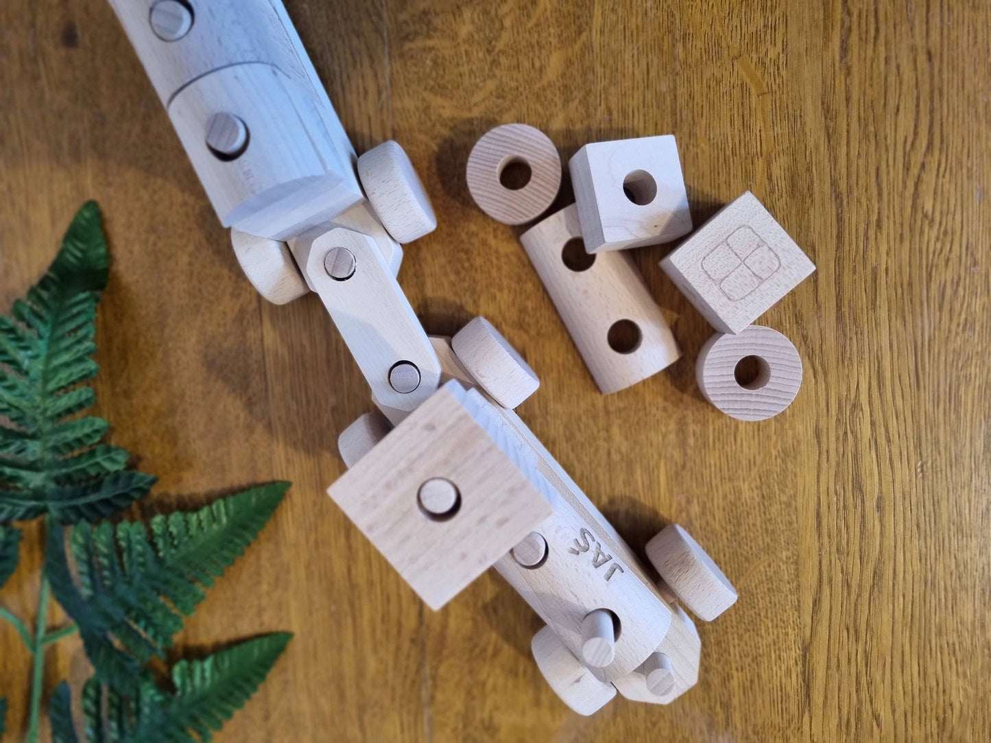 Wooden Toy Train with Stacking Blocks - Alder & Alouette