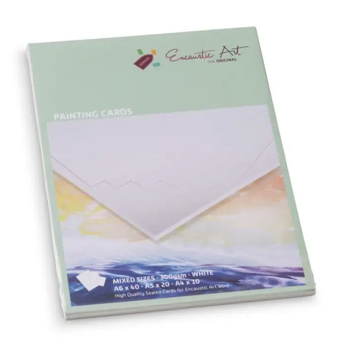 Encaustic Art Painting Cards - assorted sizes - 70 pieces - white