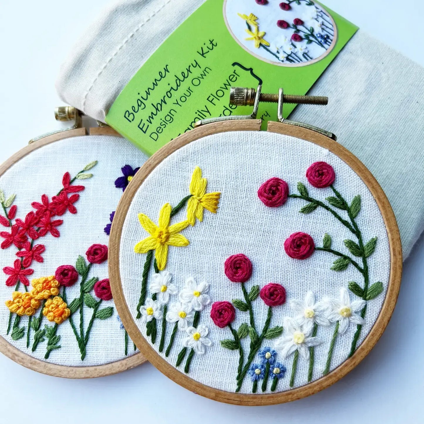 Beginner Embroidery Kit - Family Flower Garden, Choose Your Own Flowers - Alder & Alouette