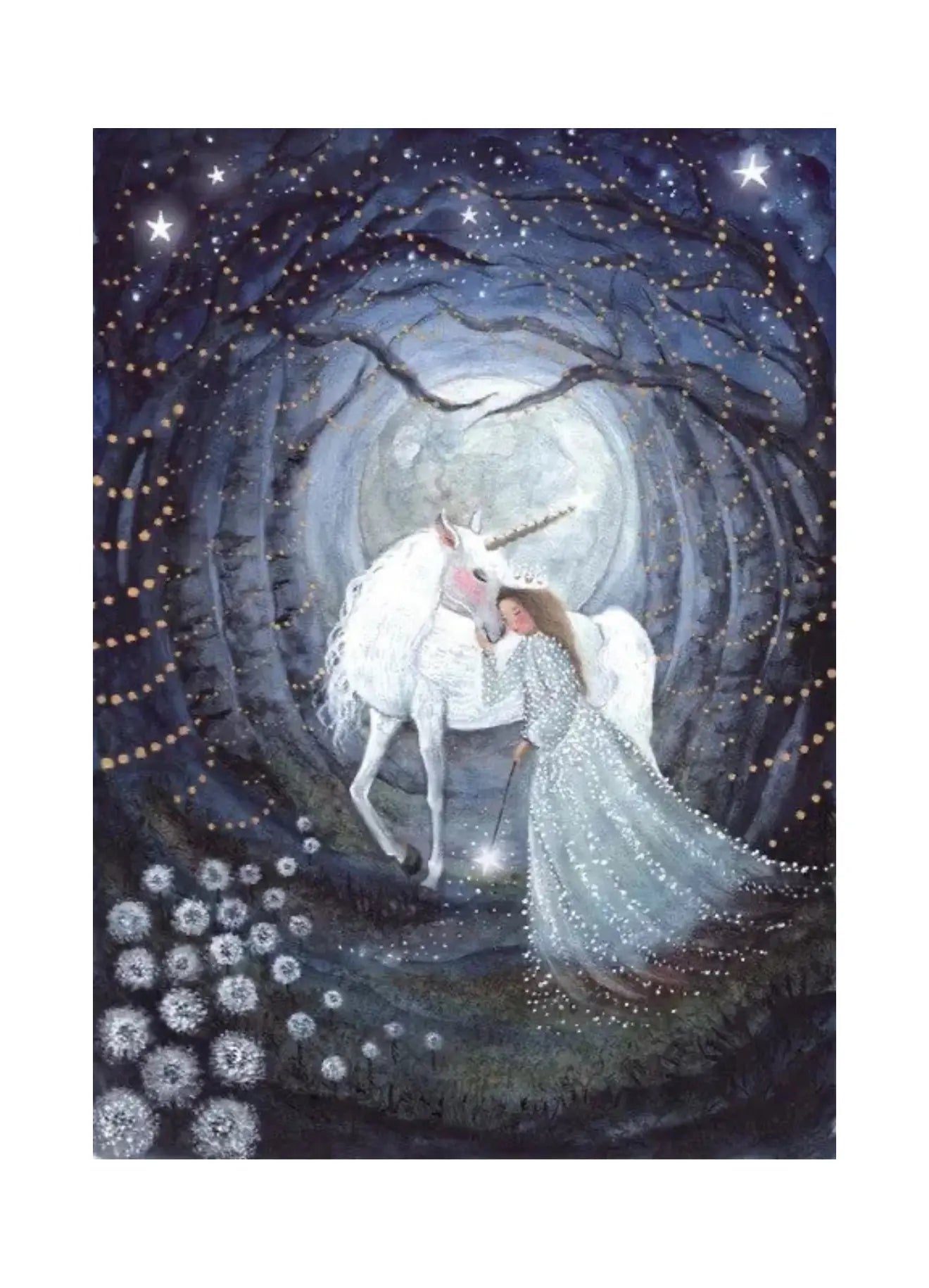 Stardust Unicorn & Princess Art Postcard - Alder & Alouette