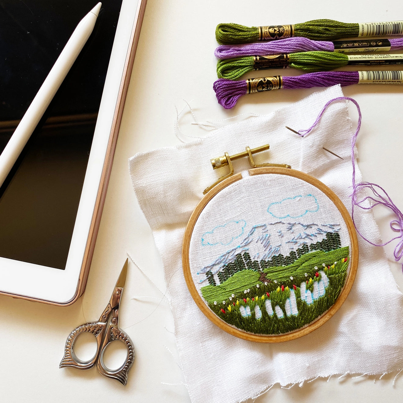 Beginner Hand Embroidery Mount Rainier