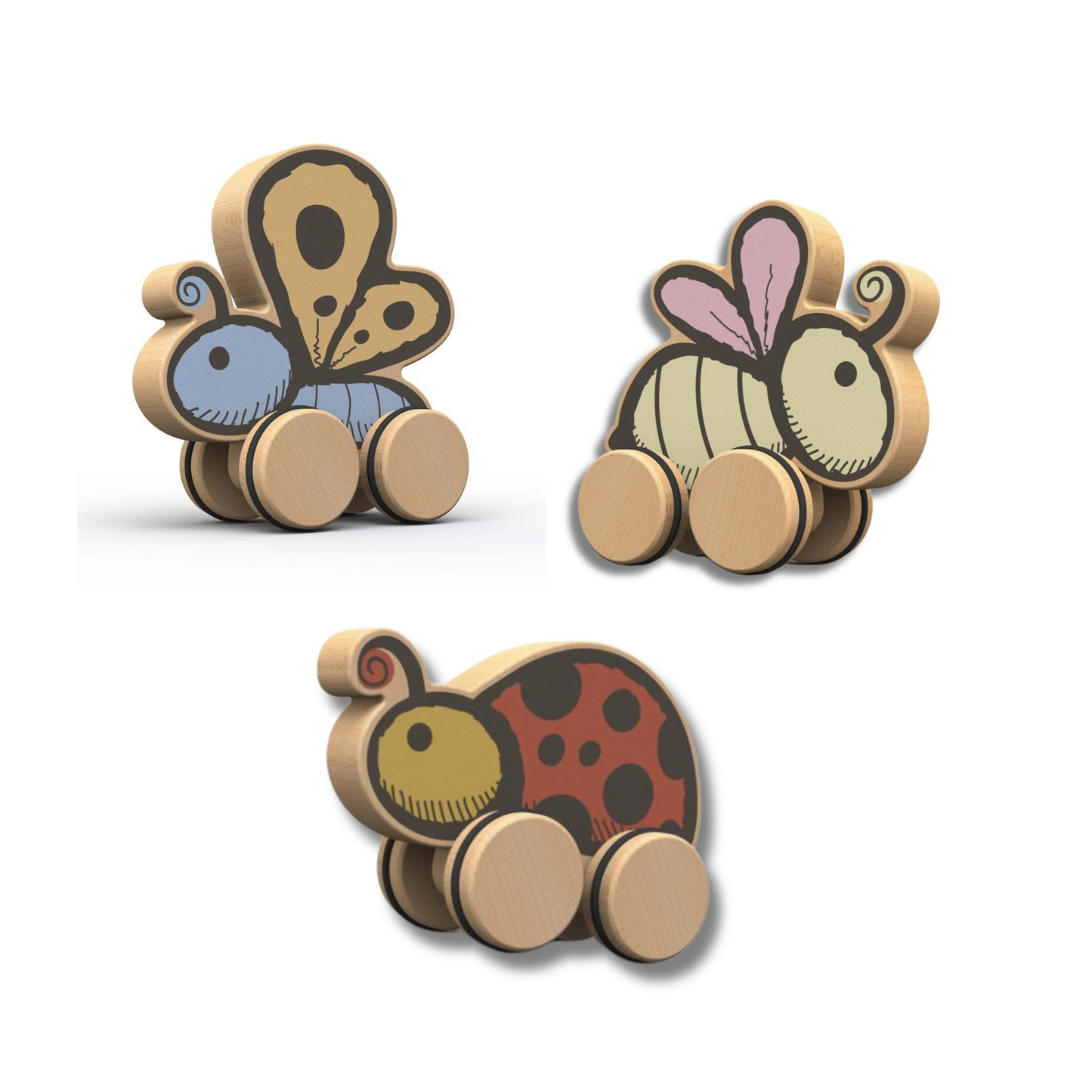 Toddler Toy - Push Toy - All 3 Garden Bug Push Toys | 18+mos - Alder & Alouette