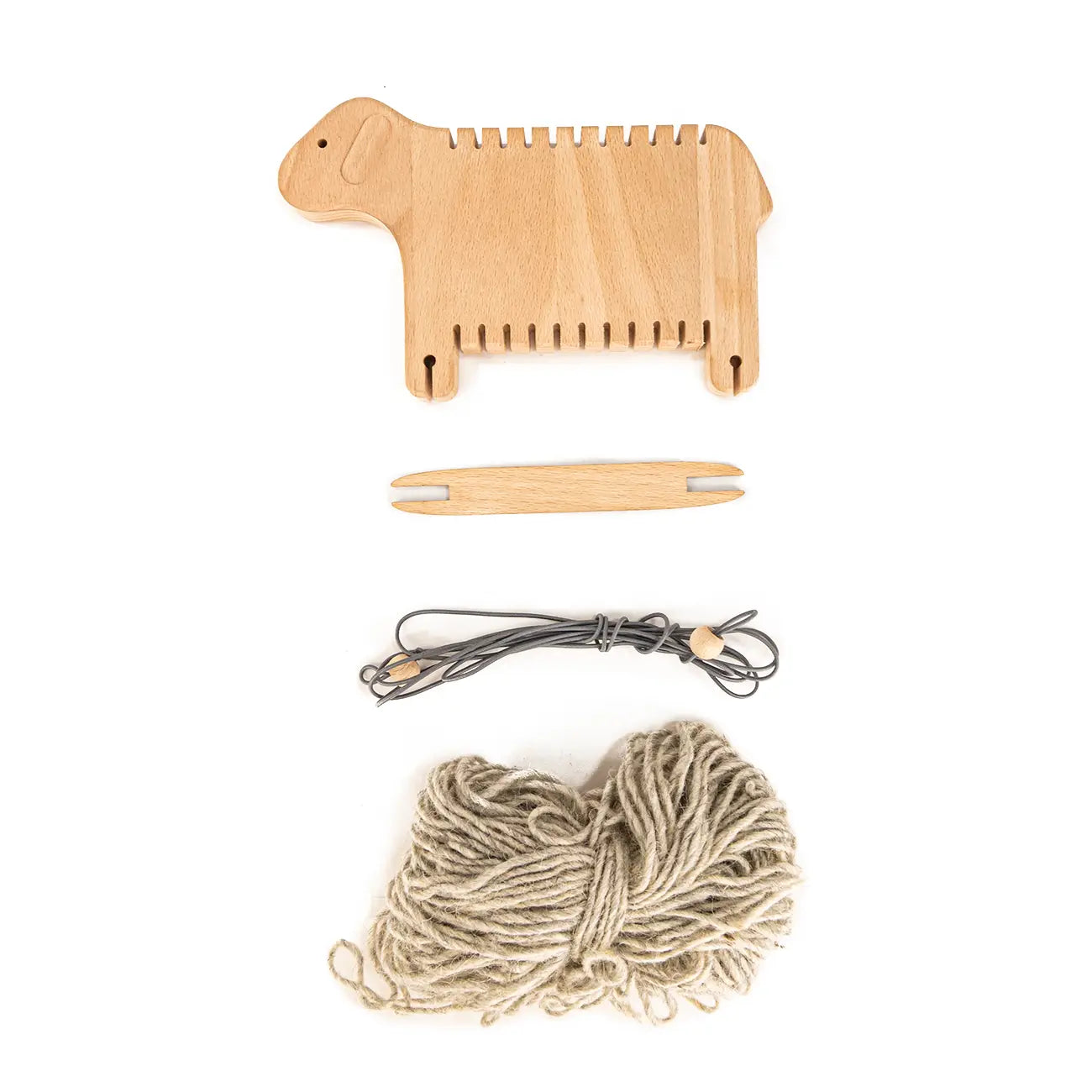BAJO Childs Loom - Wooden Sheep Loom, Wool, Warp Cord - Alder & Alouette