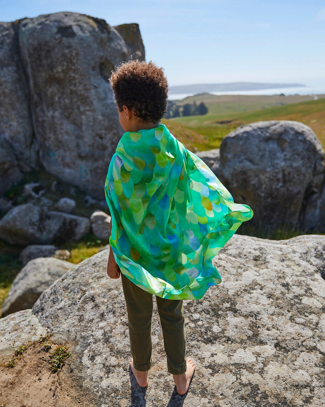 Dragon Scales Playsilk as a Cape for Dress Up Pretend Play - Alder & Alouette