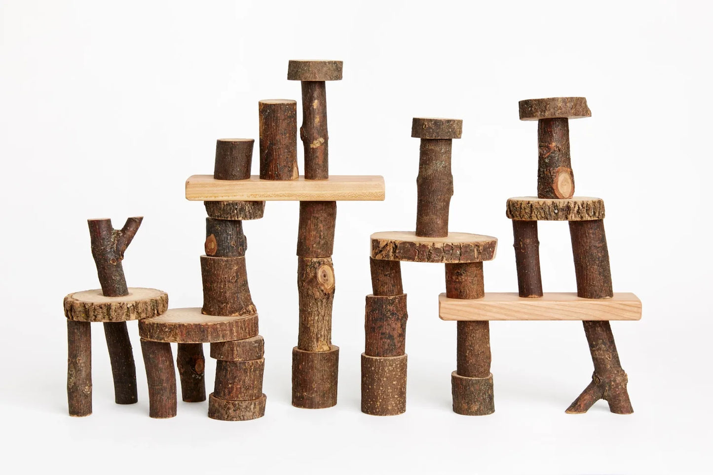 Barked Tree Blocks | Natural Blocks | Nature Blocks - Alder & Alouette