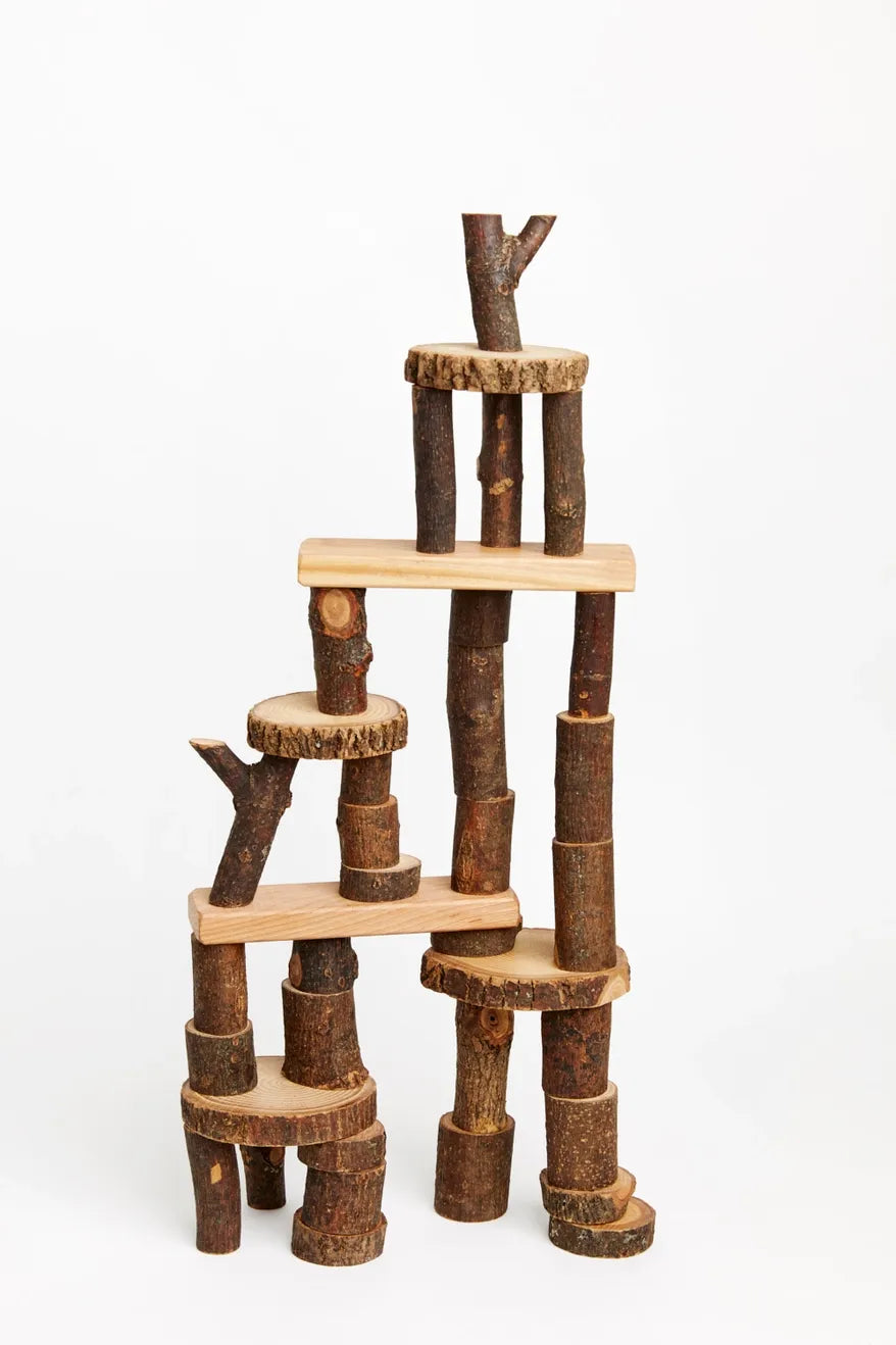 Barked Tree Blocks | Natural Blocks | Nature Blocks - Alder & Alouette