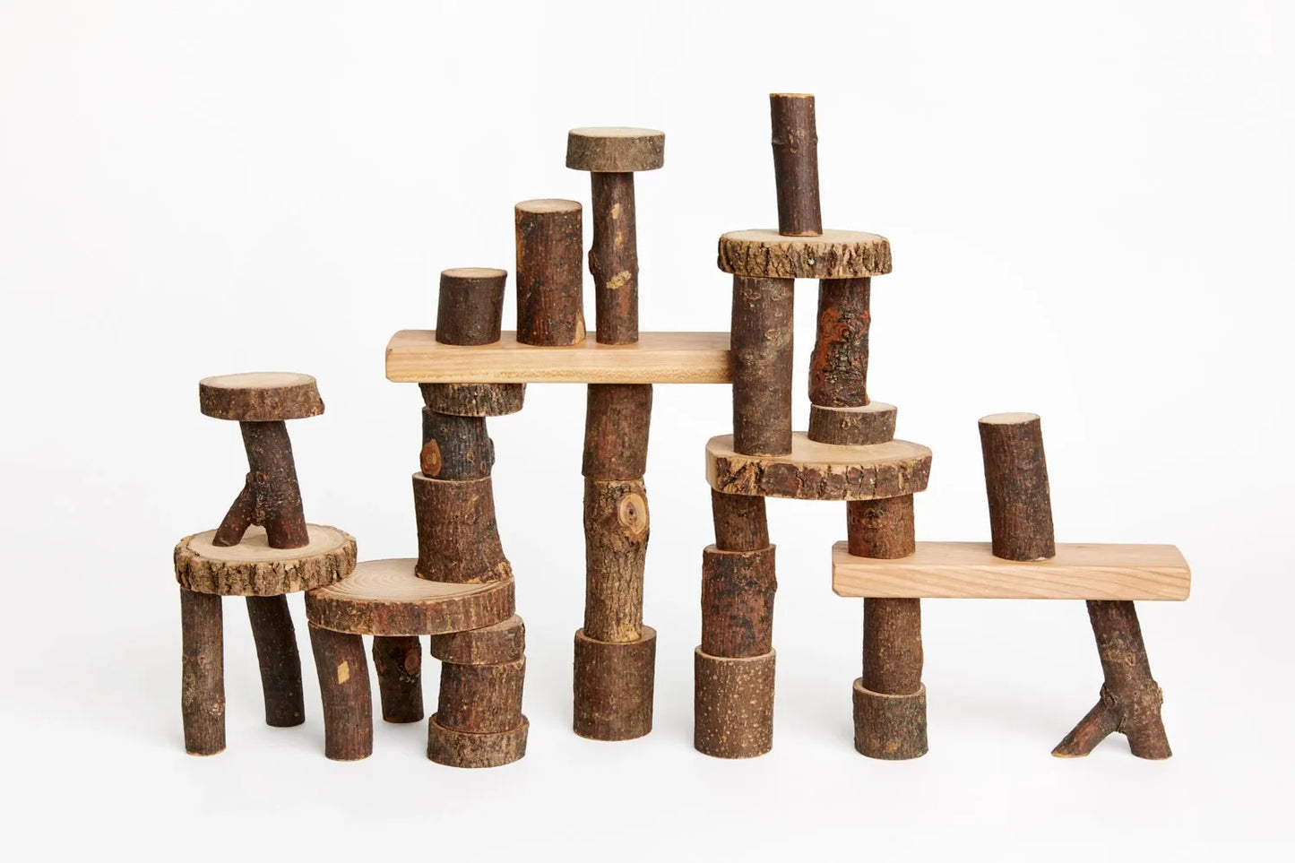 Barked Tree Blocks | Natural Blocks | Nature Blocks - Alder & Alouette