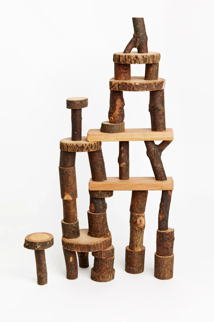 Barked Tree Blocks | Natural Blocks | Nature Blocks - Alder & Alouette