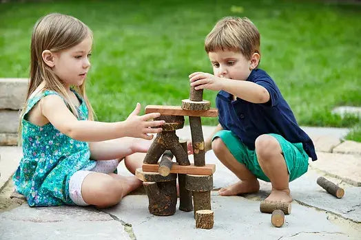Barked Tree Blocks | Natural Blocks | Nature Blocks - Alder & Alouette