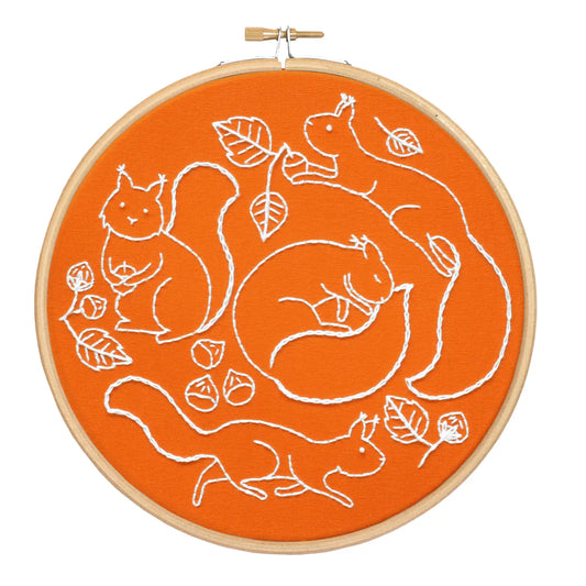 Beginner’s Autumn Embroidery Sewing Kits - Scurrying Squirrels