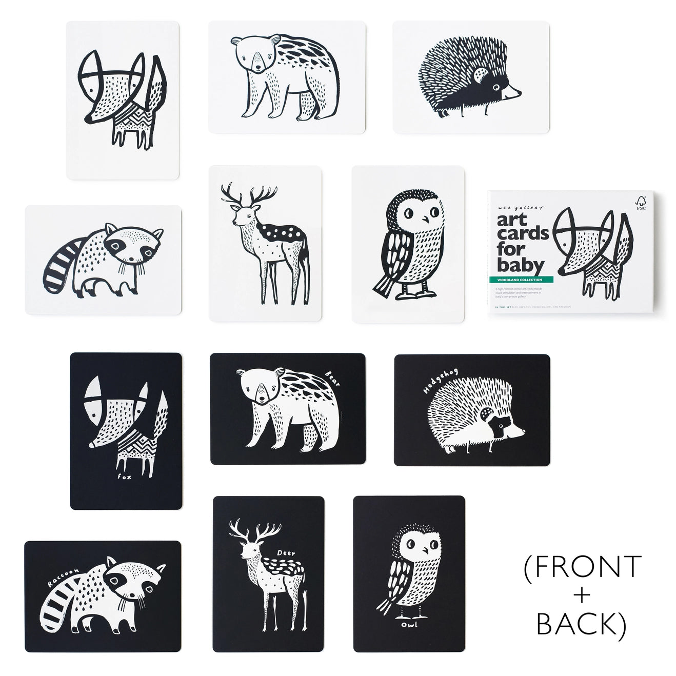 Wee Gallery Baby Art Cards Woodland High Contrast - Alder & Alouette