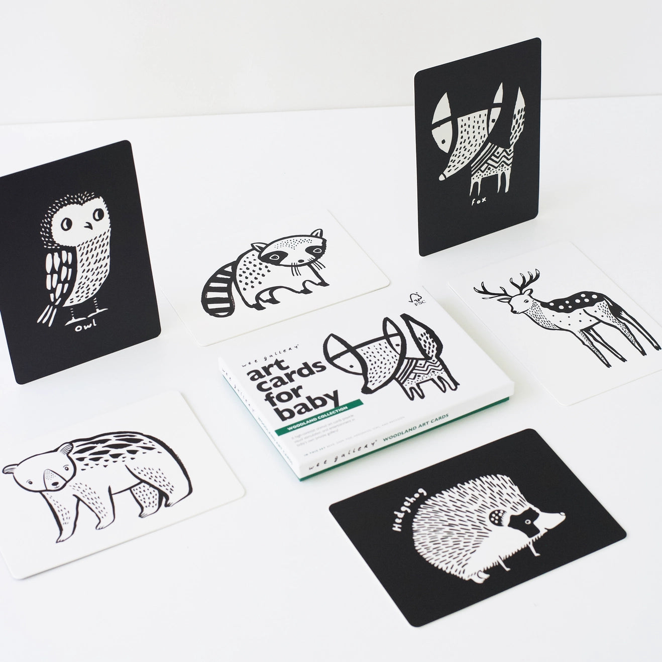 Wee Gallery Baby Art Cards Woodland High Contrast - Alder & Alouette