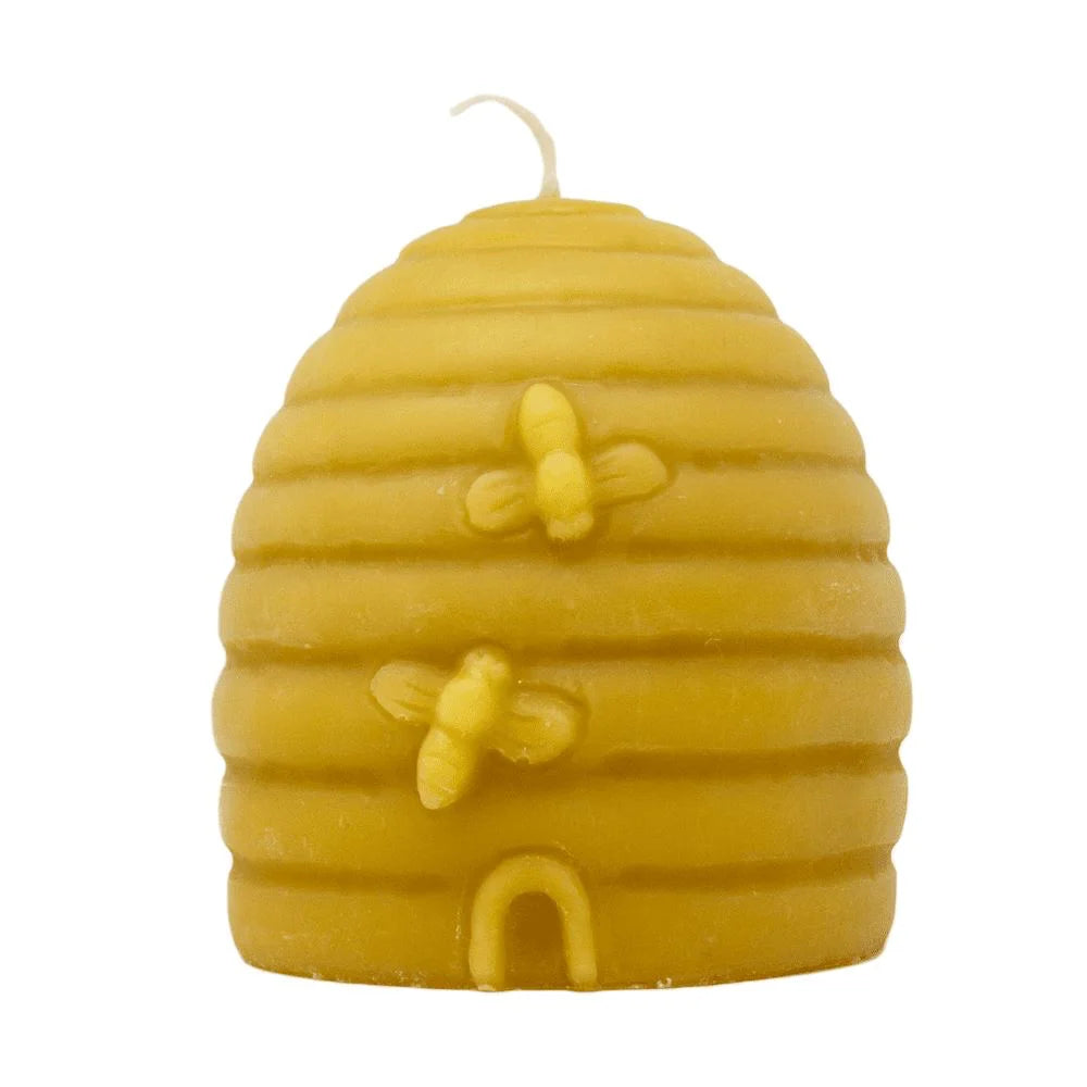 Beeswax candle shaped as a traditional skep hive by Sister Bees - Alder & Alouette