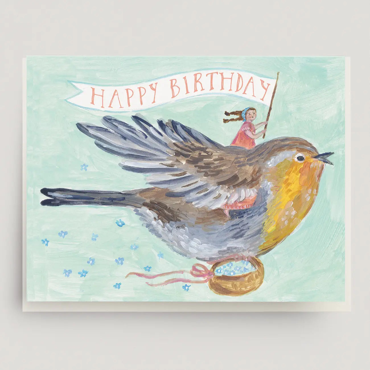 Robin Rider Whimsical Birthday Card by Ingrid Press