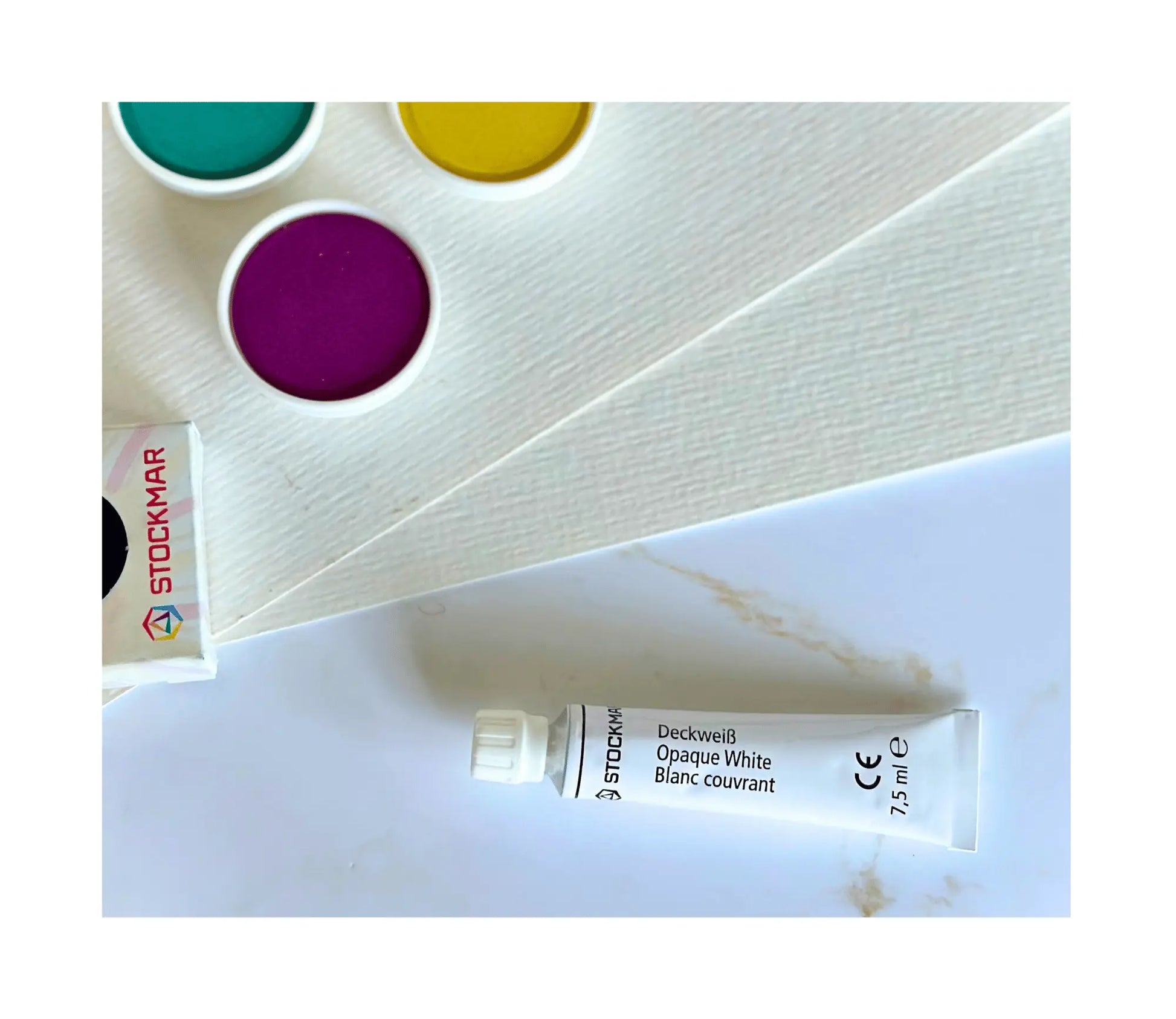 Stockmar Opaque Paint White on a white background