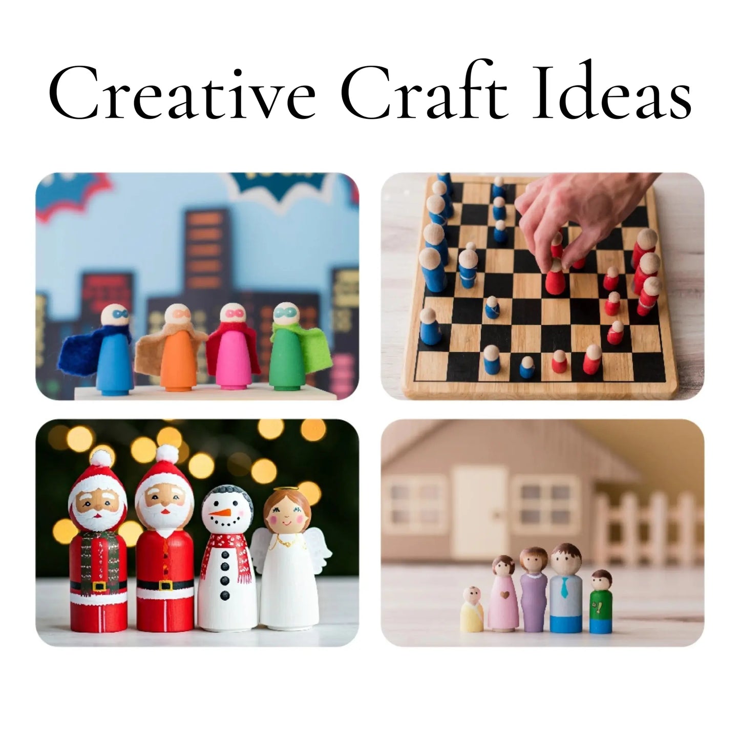 Blank Wooden Peg Dolls — Birchwood Craft Figures in Assorted Sizes