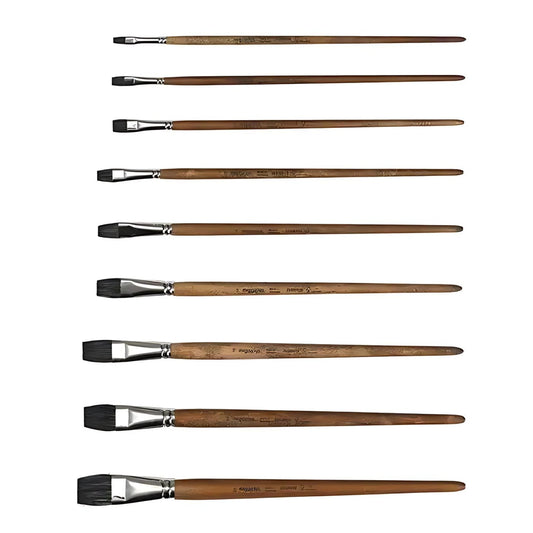 Mercurius Art Makes Sense vegan synthetic polecat paintbrush flat tip in a row