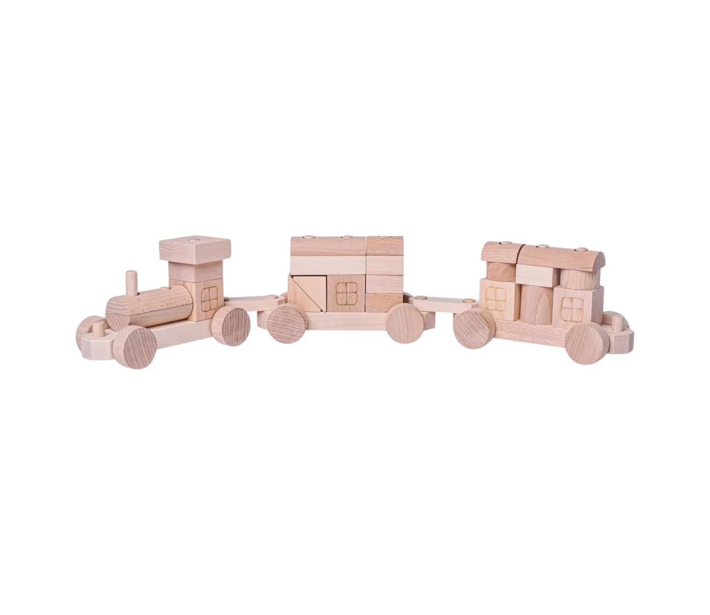 Wooden Toy Train with Stacking Blocks - Alder & Alouette