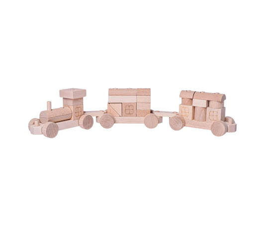 Wooden Toy Train with Stacking Blocks - Alder & Alouette