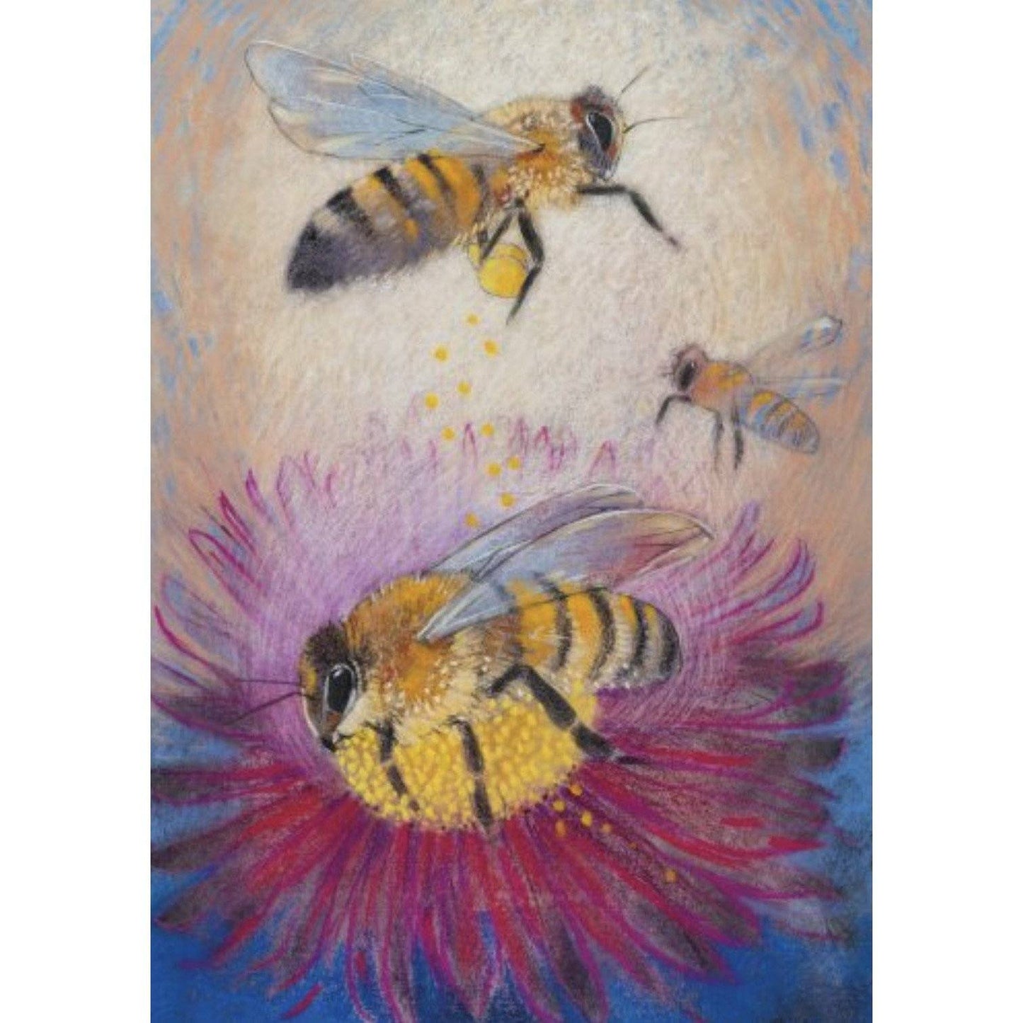 Art Postcard - Bees - by Loes Botman - Alder & Alouette