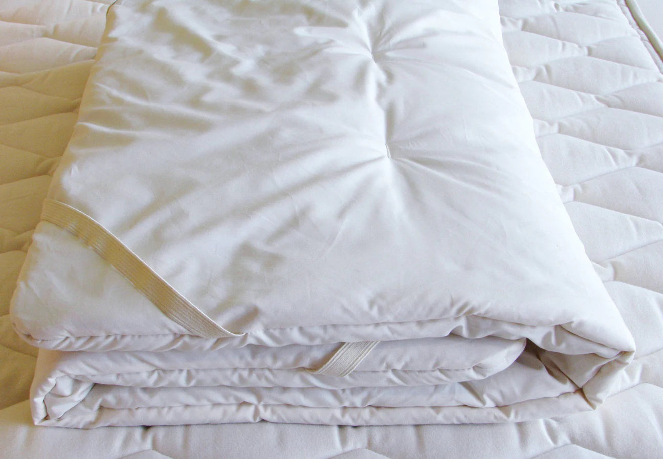 Crib Mattress Quilted Topper, Organic Cotton Sateen & Eco Wool