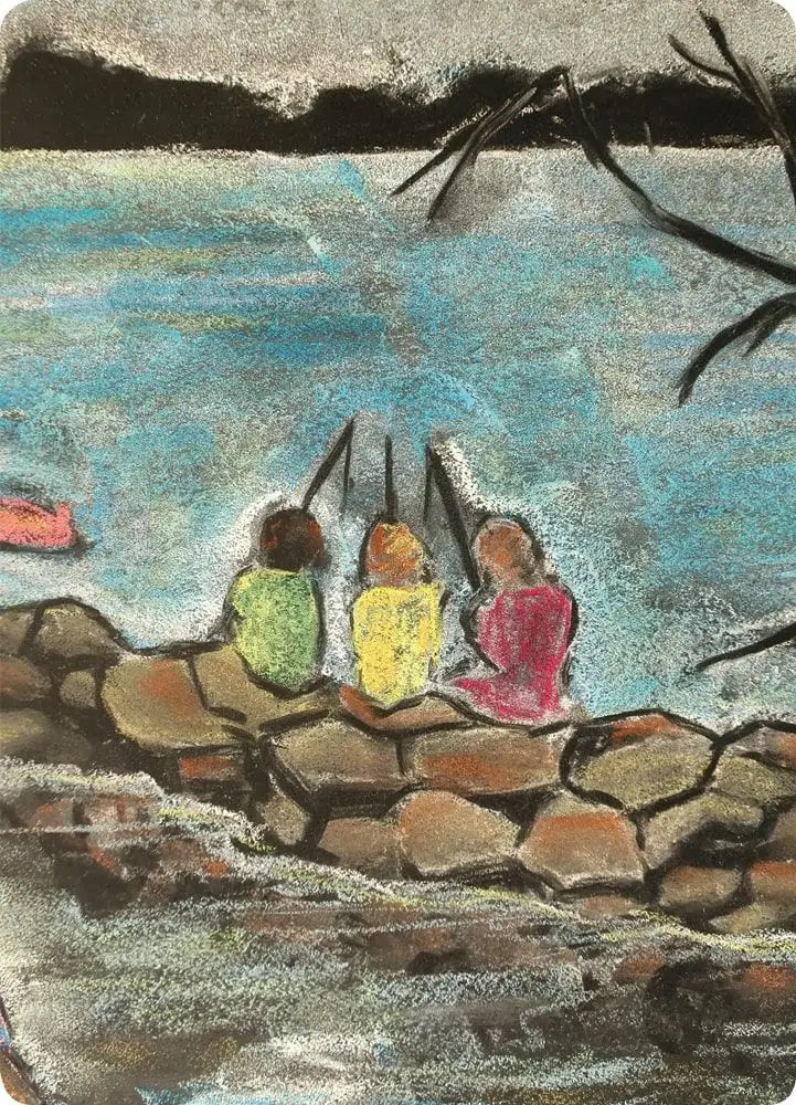 Anglers, Art Postcard, Geertje Kapteijns Kapitein Kalk