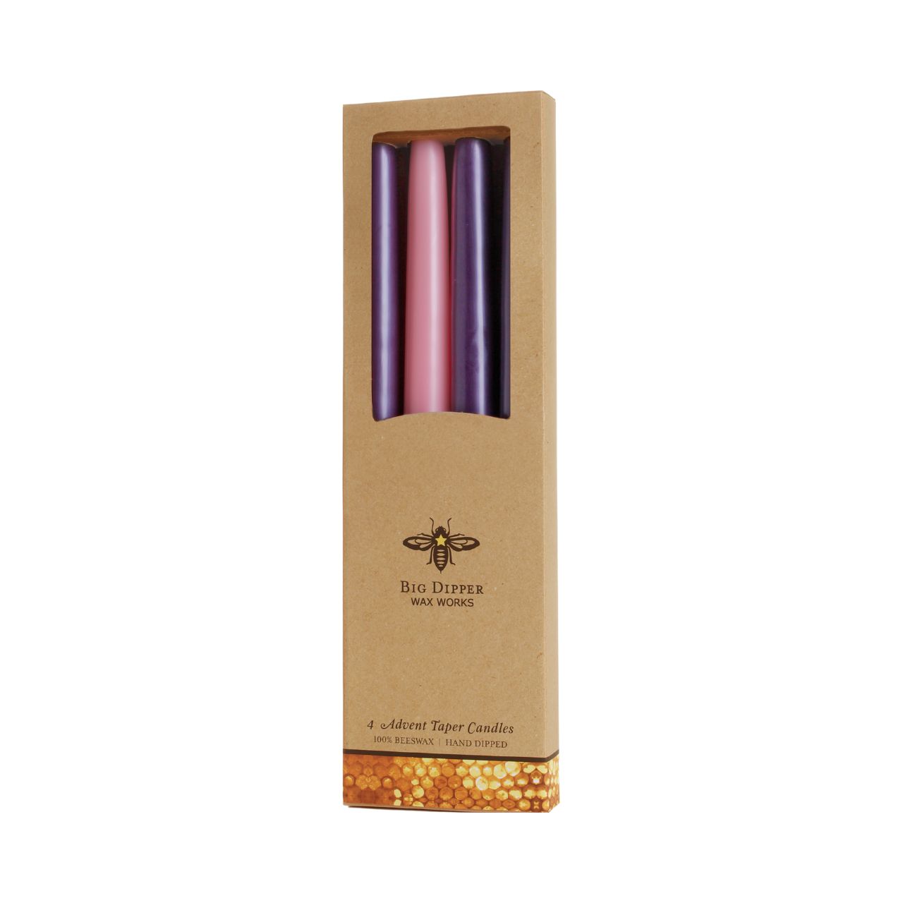 Advent Candles - 100% Beeswax; Hand Dipped