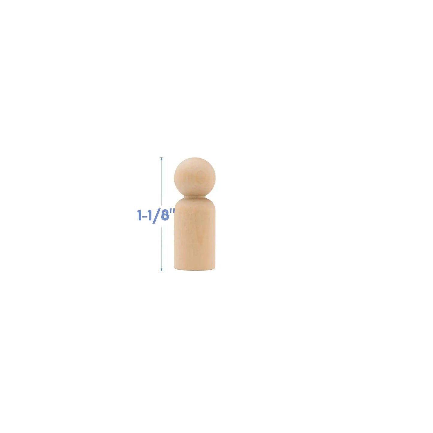 Blank Wooden Peg Dolls — Birchwood Craft Figures in Assorted Sizes