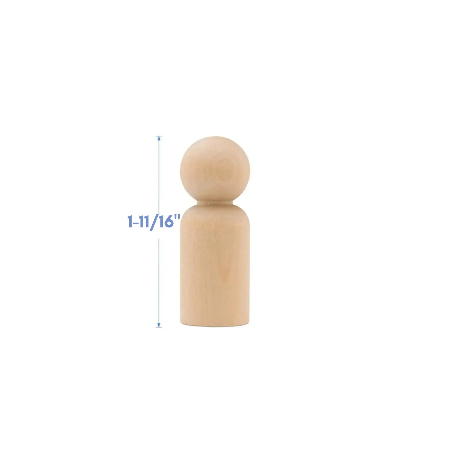 Blank Wooden Peg Dolls — Birchwood Craft Figures in Assorted Sizes
