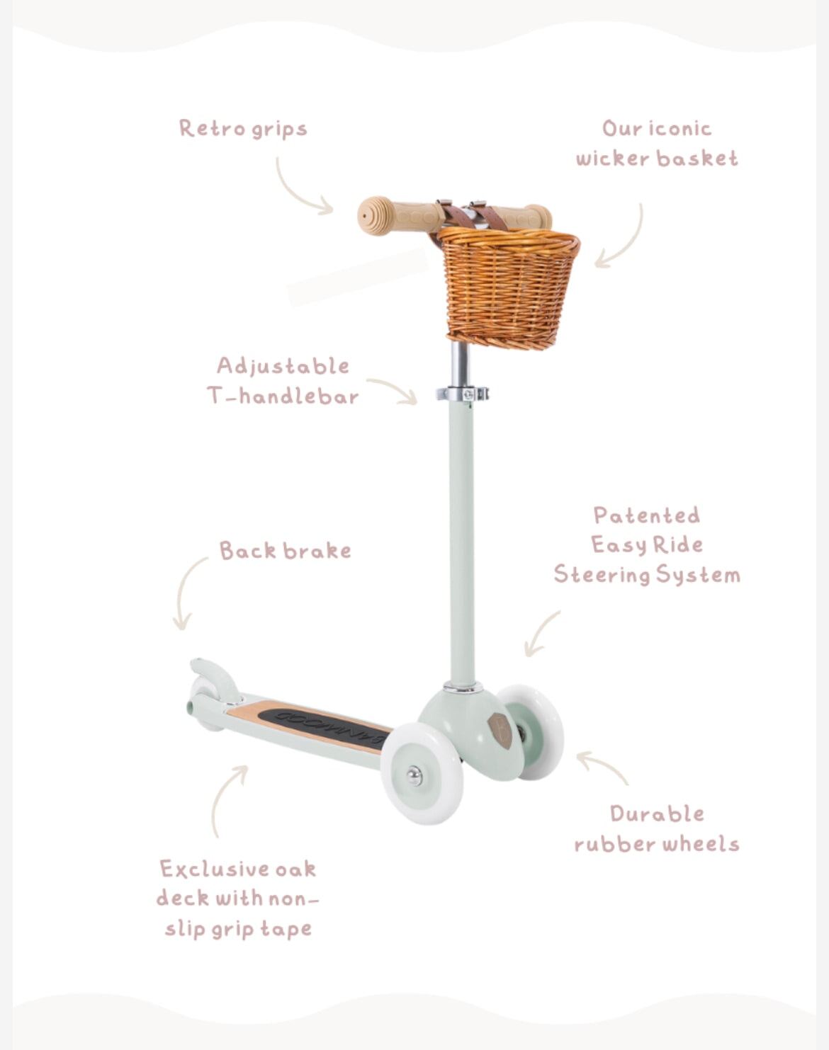 Banwood Three Wheel Scooter, Kids 3-6 yrs - Alder & Alouette