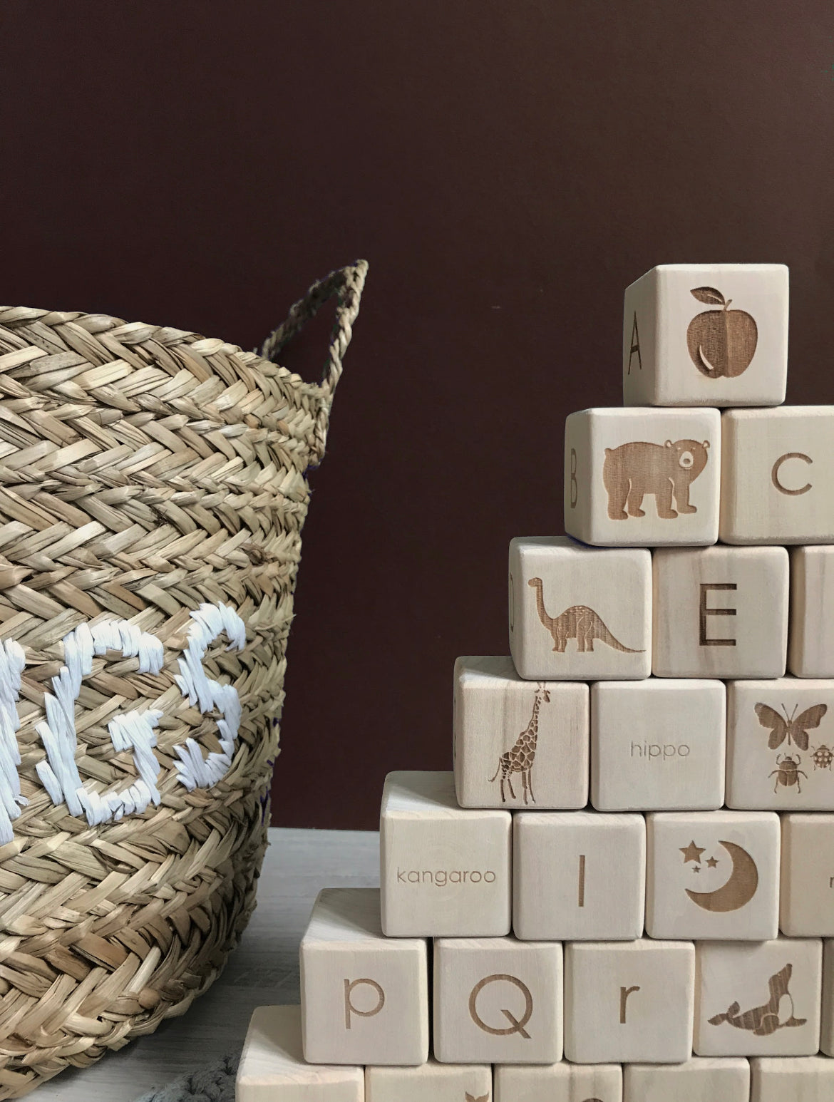 SABO Wooden Alphabet Blocks by Ukrainian Artisans - Alder & Alouette