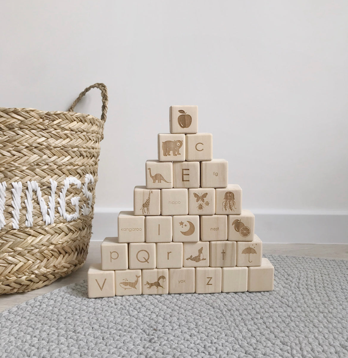 SABO Wooden Alphabet Blocks by Ukrainian Artisans - Alder & Alouette