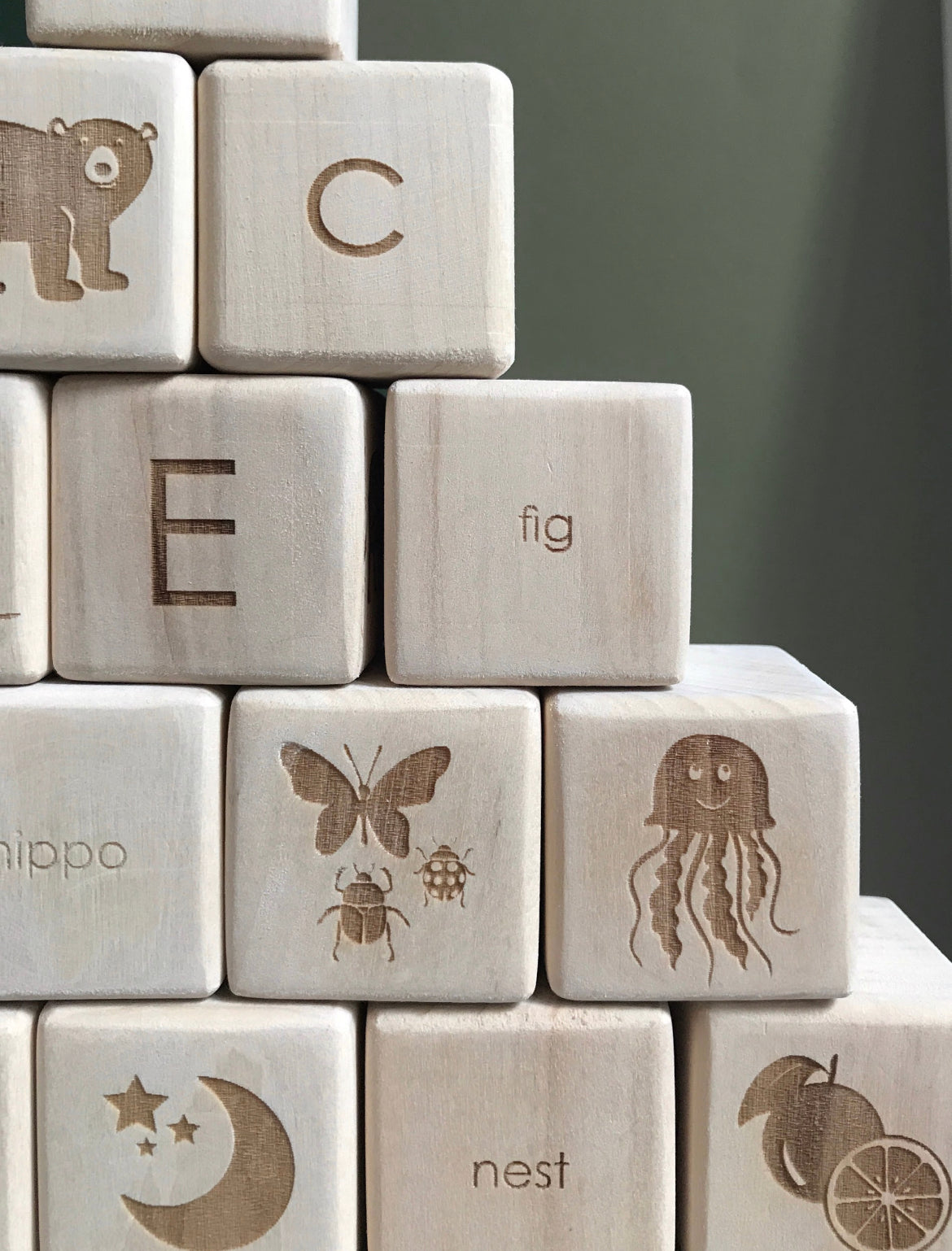 SABO Wooden Alphabet Blocks by Ukrainian Artisans - Alder & Alouette