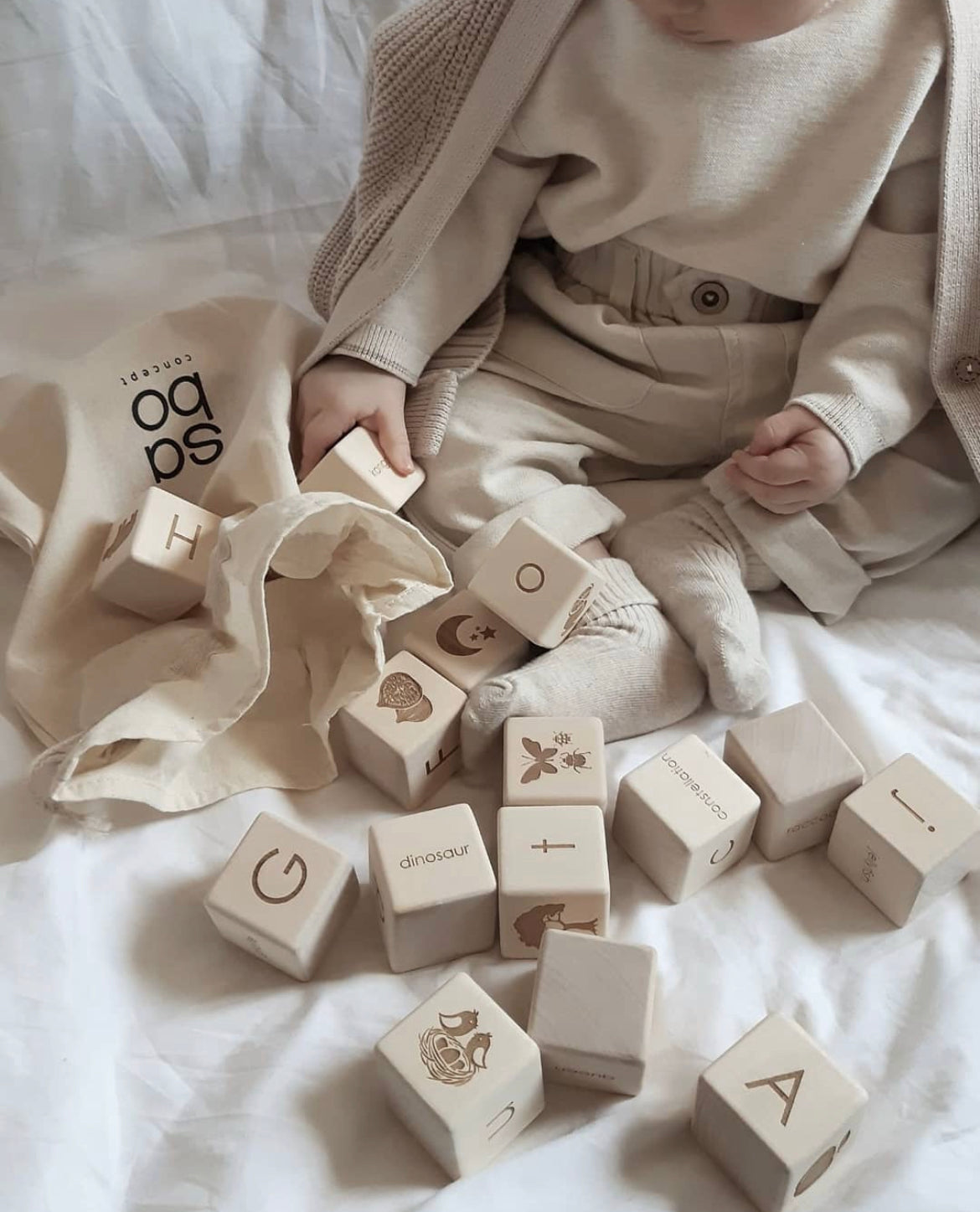 SABO Wooden Alphabet Blocks by Ukrainian Artisans - Alder & Alouette