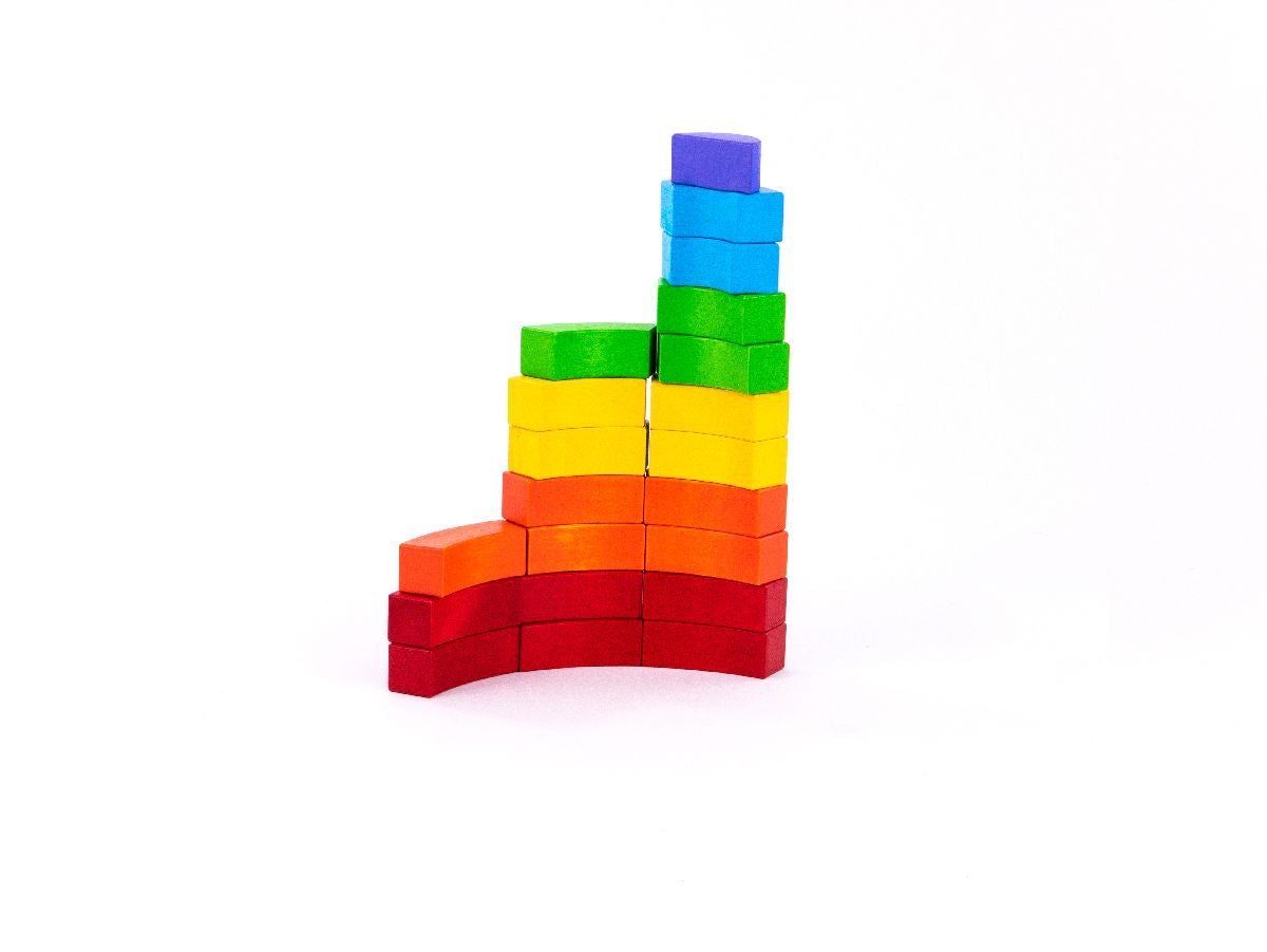BAJO Wooden Rainbow Blocks: Logic Toy & Open Ended - Alder & Alouette