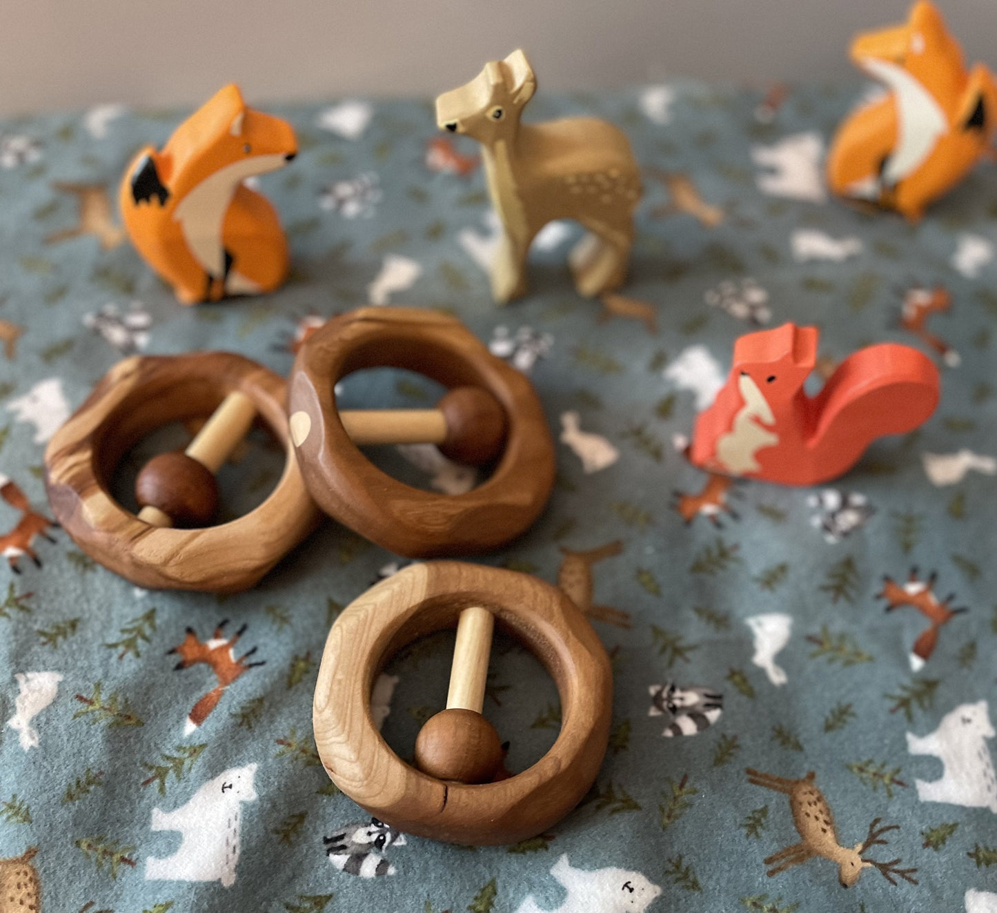 Cherry Wood Teething Rattle Baby Basics Camden Rose | Alder & Alouette