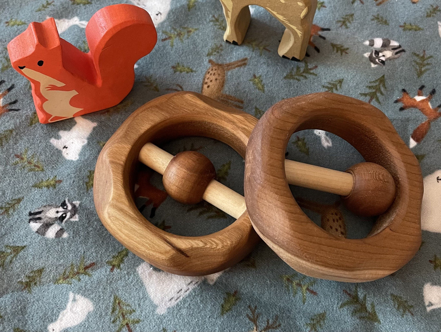 Cherry Wood Teething Rattle Baby Basics Camden Rose | Alder & Alouette