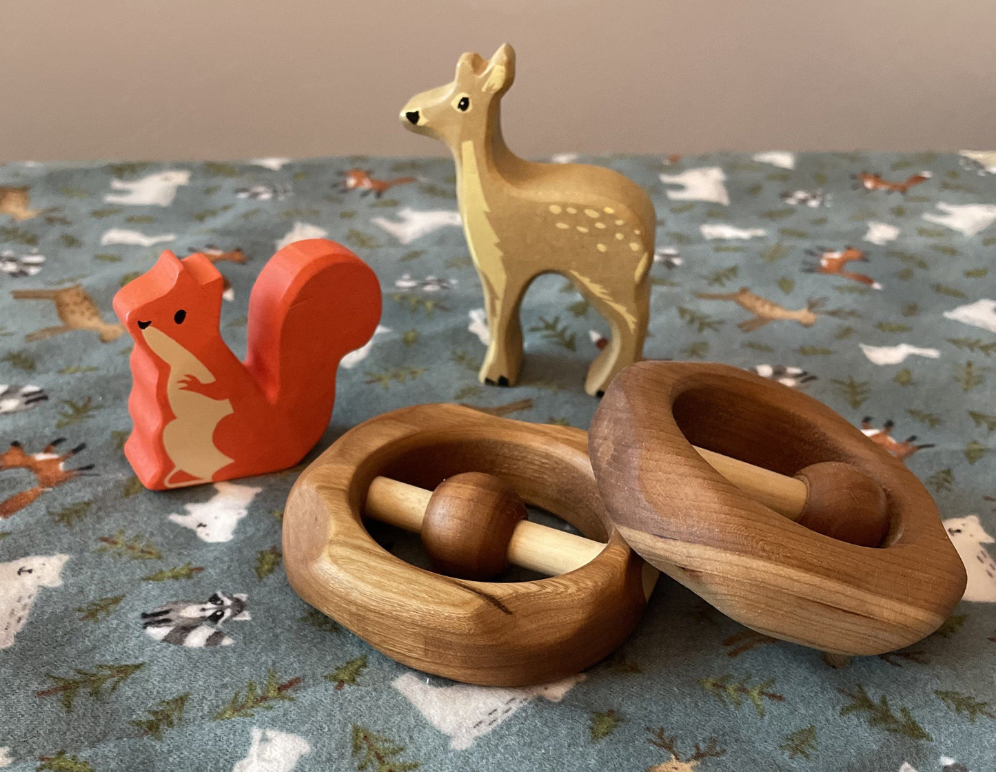 Cherry Wood Teething Rattle Baby Basics Camden Rose | Alder & Alouette