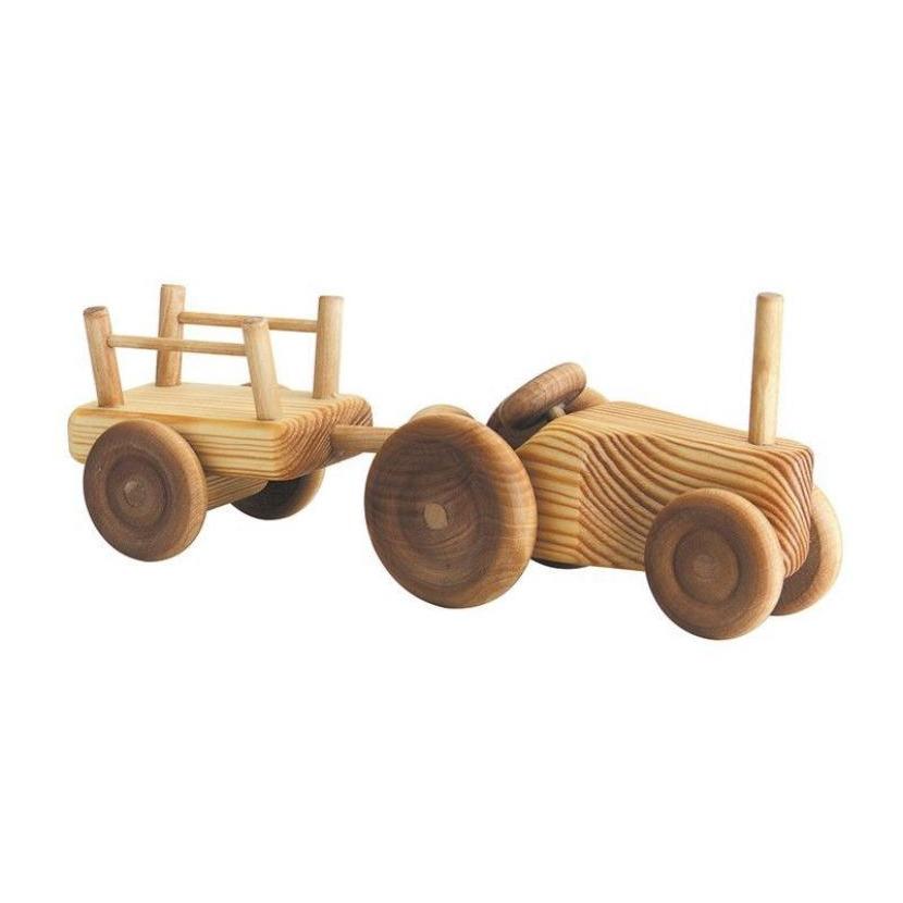 Debresk Wooden Toy Tractor W Trailer