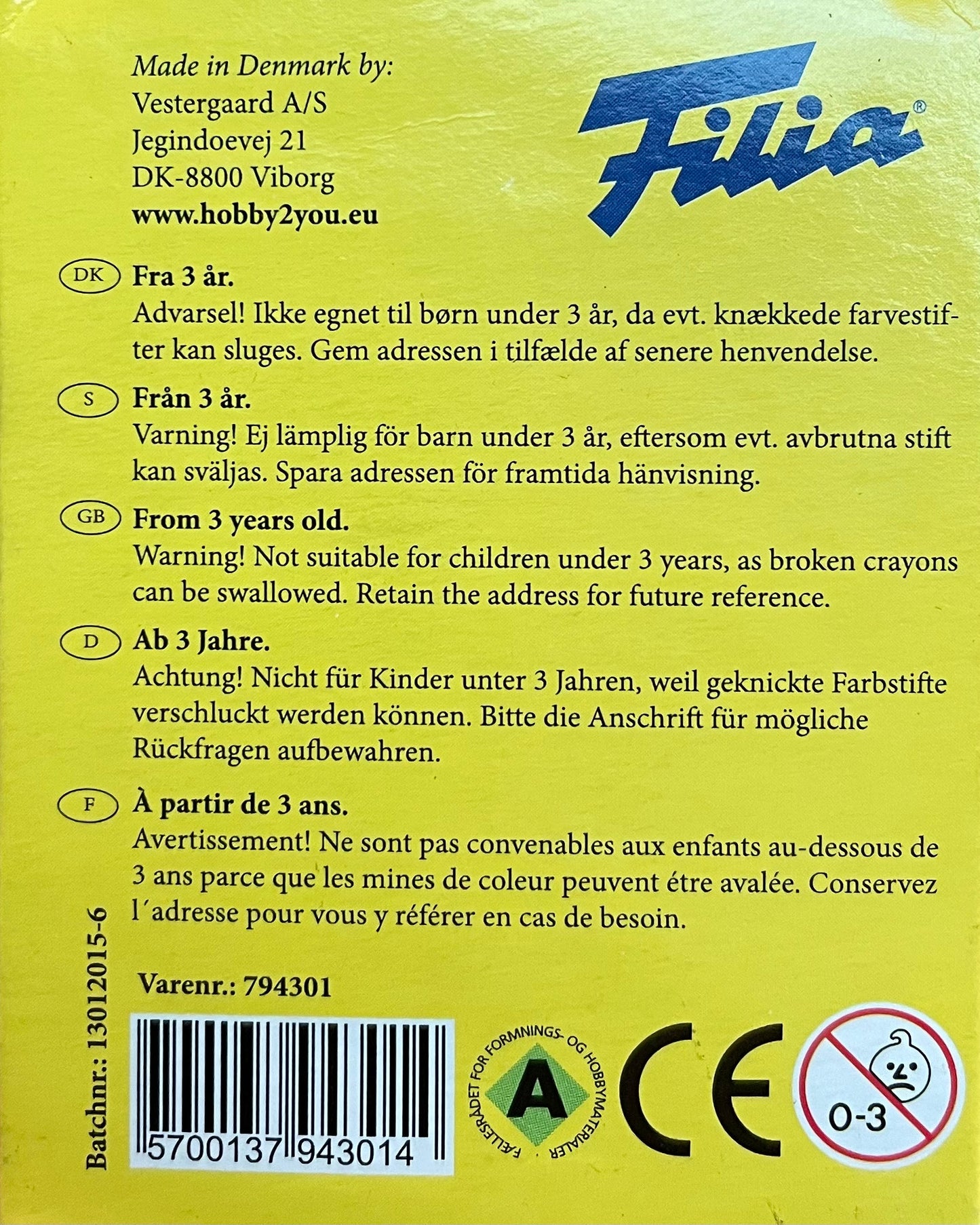 Filia Hard Oil Crayons, 6 Assorted Colors - Alder & Alouette